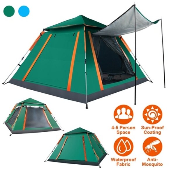 4-5 Person Camping Tent Outdoor Foldable Waterproof Tent with 2 Mosquito Net - Picture 6 of 8